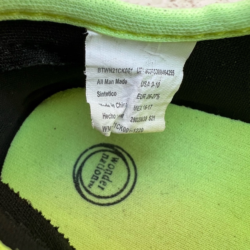 Neon green and black toddlers size 9/10 swim water shoes. - Picture 4 of 6